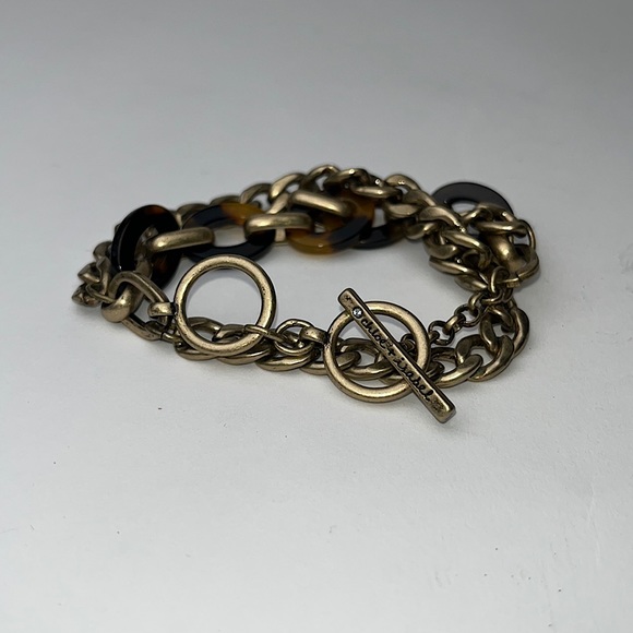 Chloe + Isabel Jewelry - Chloe + Isabel MultiStrand Gold Plated Chain Tortoise Shell Link Toggle Bracelet
